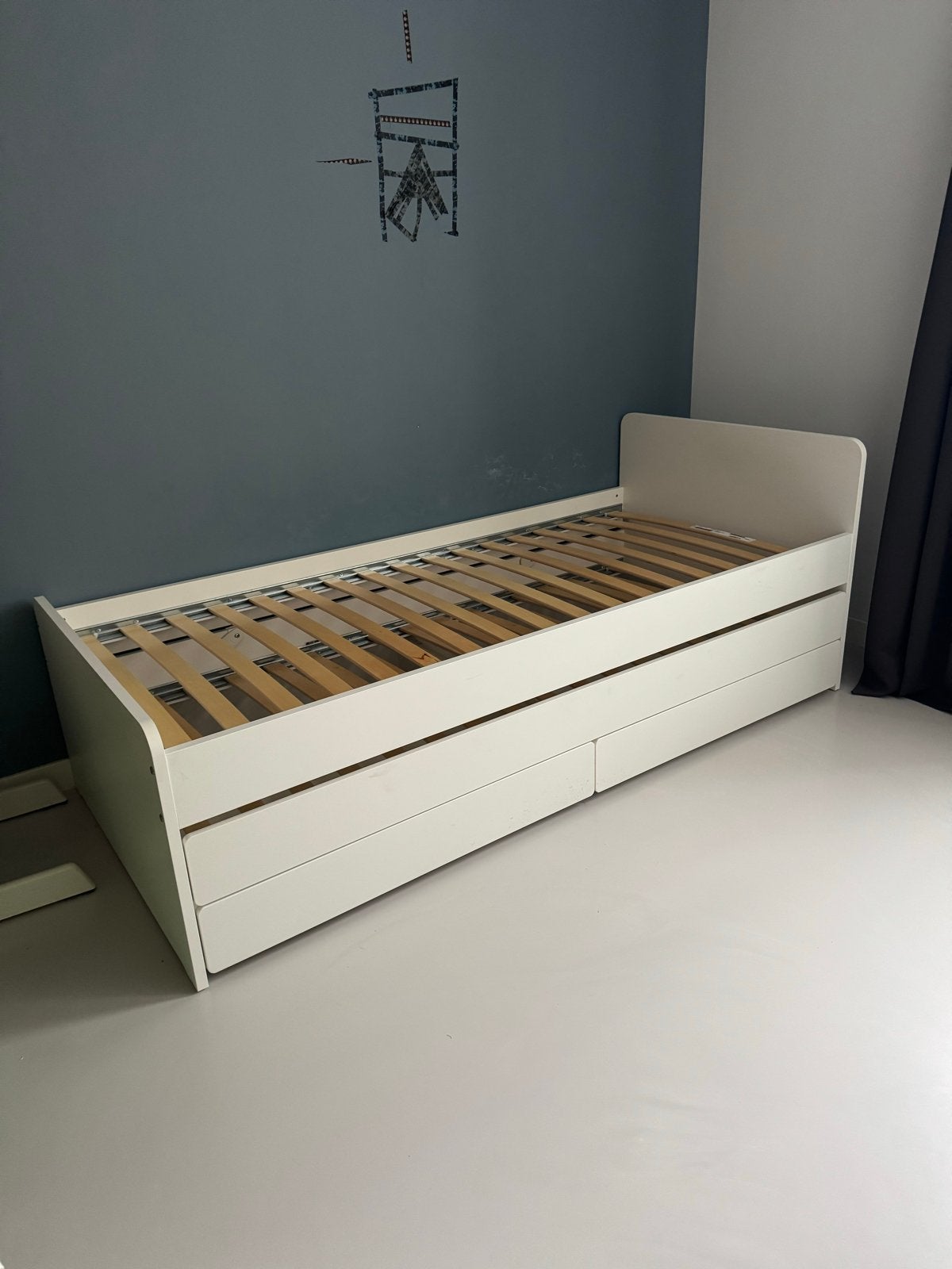 IKEA Släkt met uitschuifbaar bed en twee lades, Ophalen, Verstelbaar, 90 cm, Eenpersoons