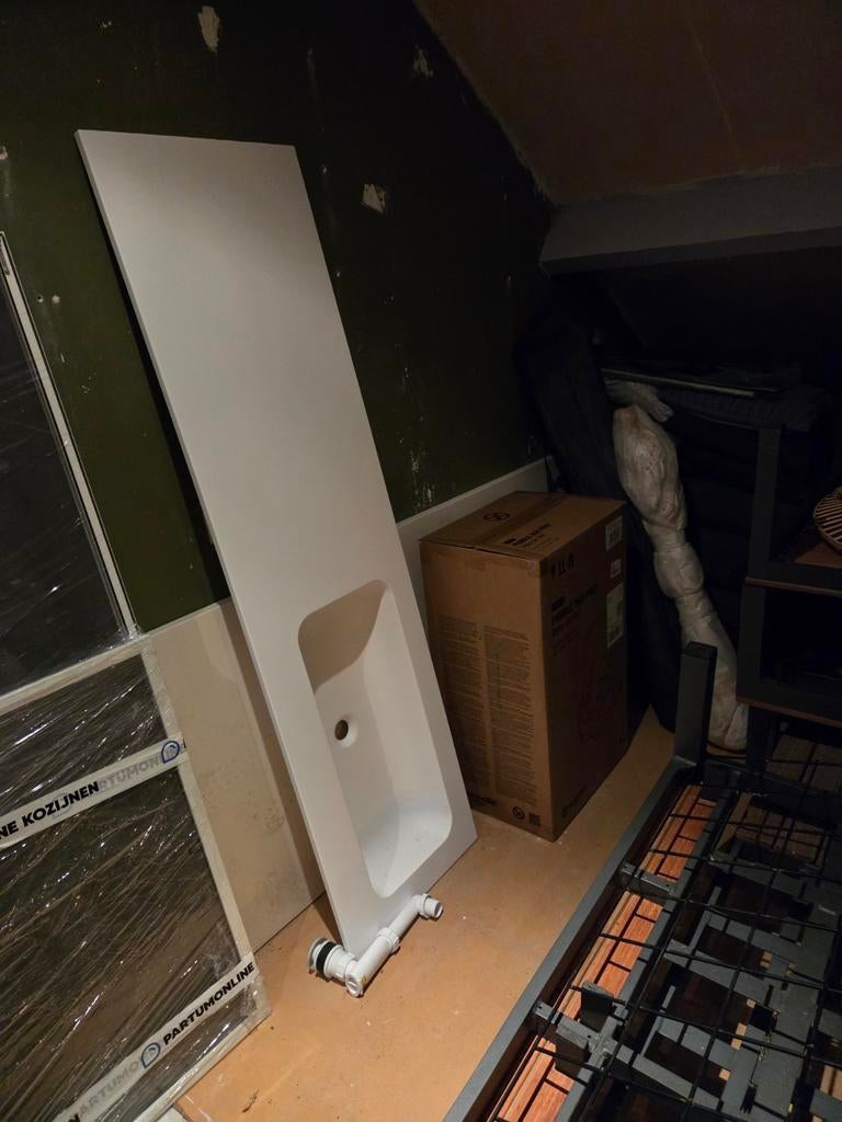 Badkamer gootsteen / meubelblad 160x45 voor badkamermeubel, Doe-het-zelf en Verbouw, Sanitair, Ophalen, Steen, Wastafel