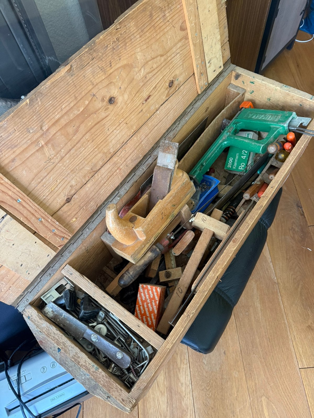 Houtbewerking kist vol materiaal, Ophalen, Gebruikt