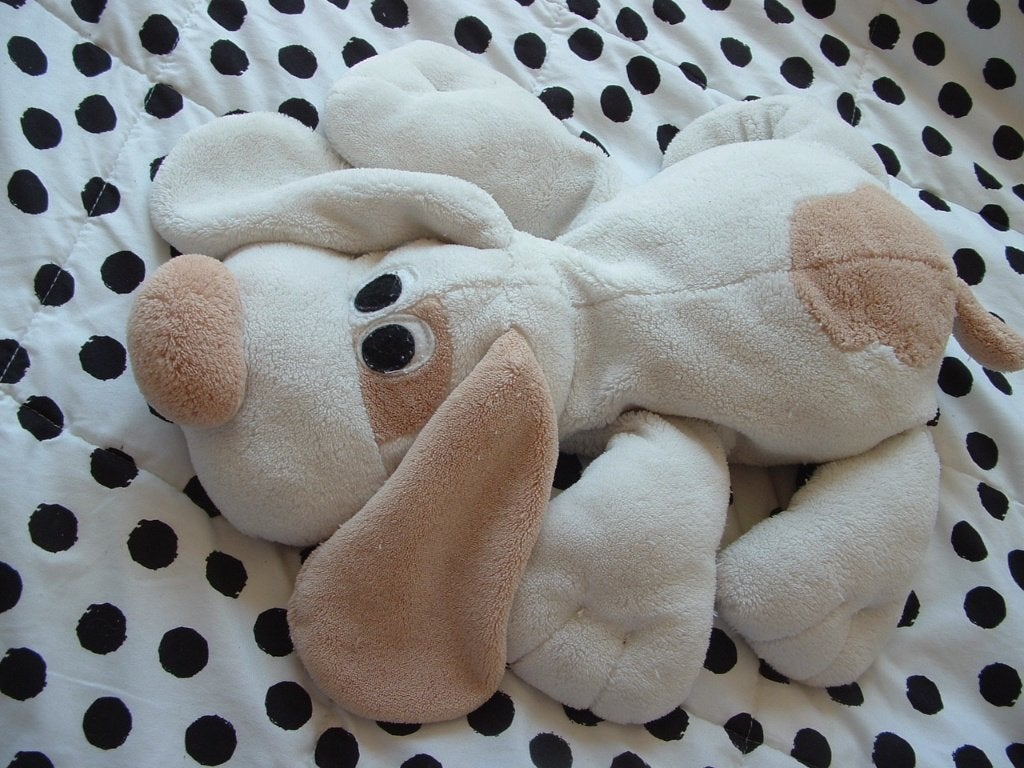 L. DAKE HOND ZACHTE BADSTOF WIT MET BEIGE NEUS OREN STAART, Ophalen of Verzenden, Nieuw, Hond