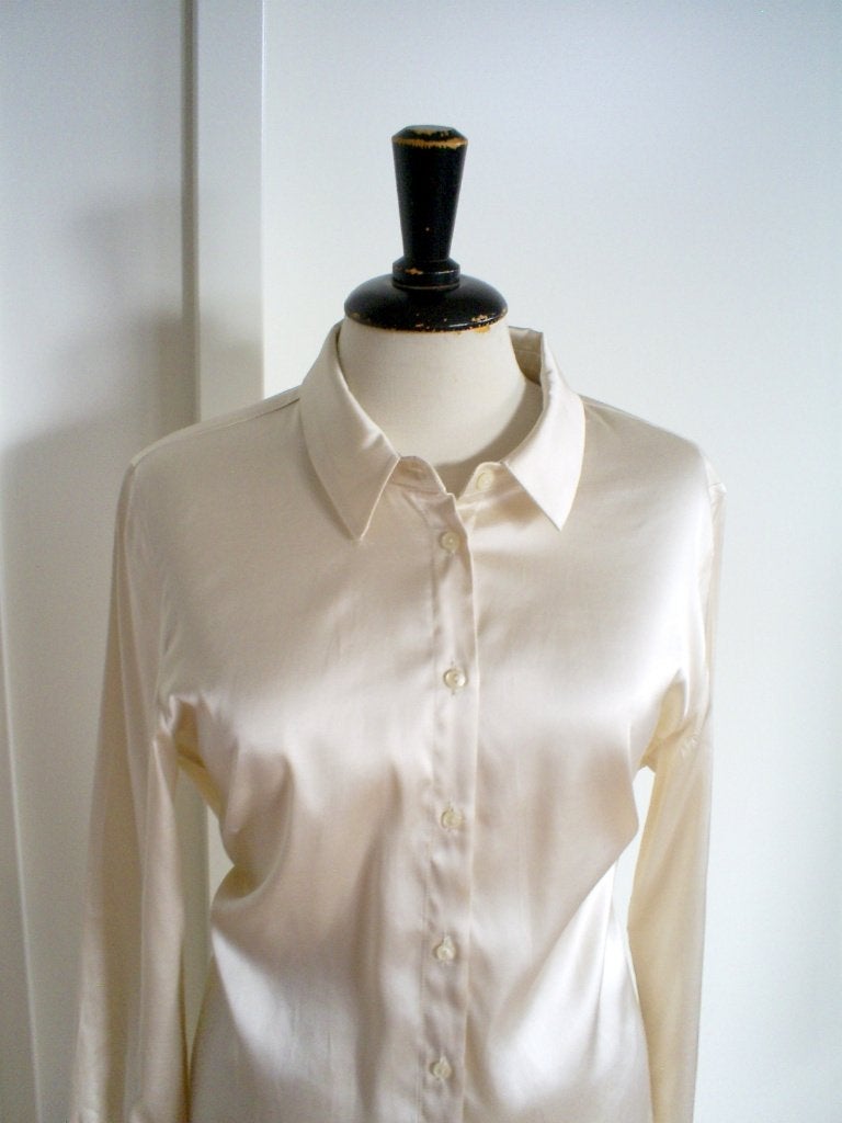 NIEUW __ beige satijnen MONARI blouse mt. M, Maat 38/40 (M), Monari, Beige, Nieuw