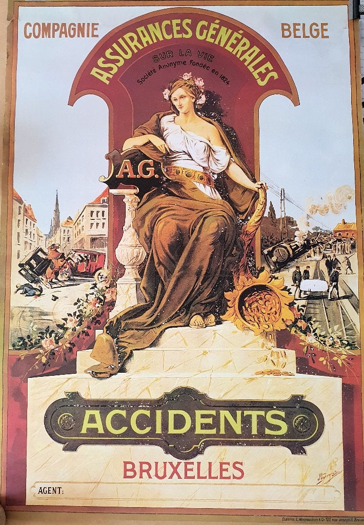Assurances Generales poster, Verzamelen, Posters, Gebruikt, Overige onderwerpen, A1 t/m A3, Rechthoekig Staand, Verzenden