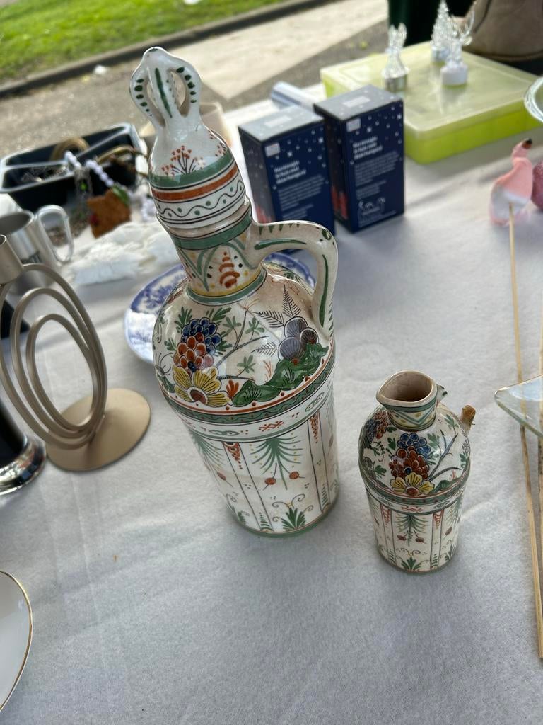 2 Antieke Gouda Holland Kruikjes - Handgeschilderd, Ophalen of Verzenden