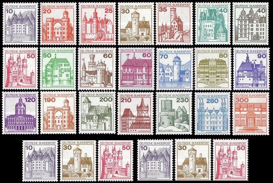 WEST DUITSLAND 1977-82 Kastelen Frankeerzegels (I-V), Postfr, Verzenden, BRD, Postfris