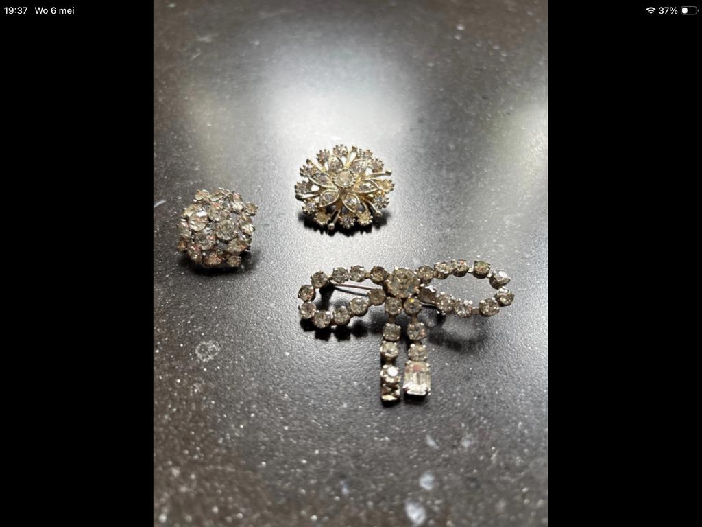 Vintage Broches Set met Strass - Elegant en Tijdloos, Sieraden, Tassen en Uiterlijk, Overige materialen, 4 tot 7 cm, Gebruikt
