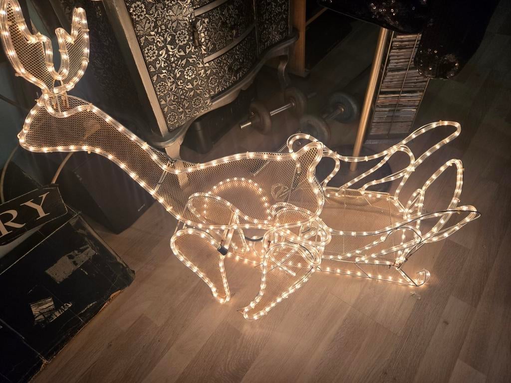 Kerstverlichting hert met slee, Ophalen, Gebruikt