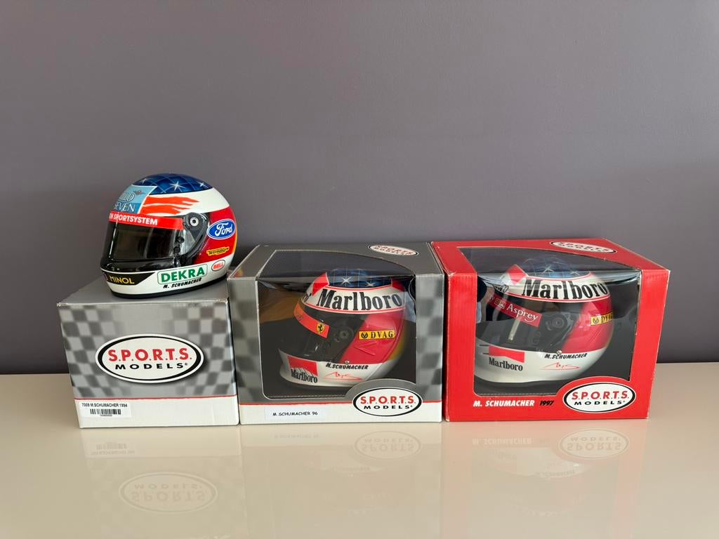 1994 / 1996 / 1997 1:2 Helm Schumacher Bell Sports Models, Verzamelen, Ophalen of Verzenden, Zo goed als nieuw, Formule 1