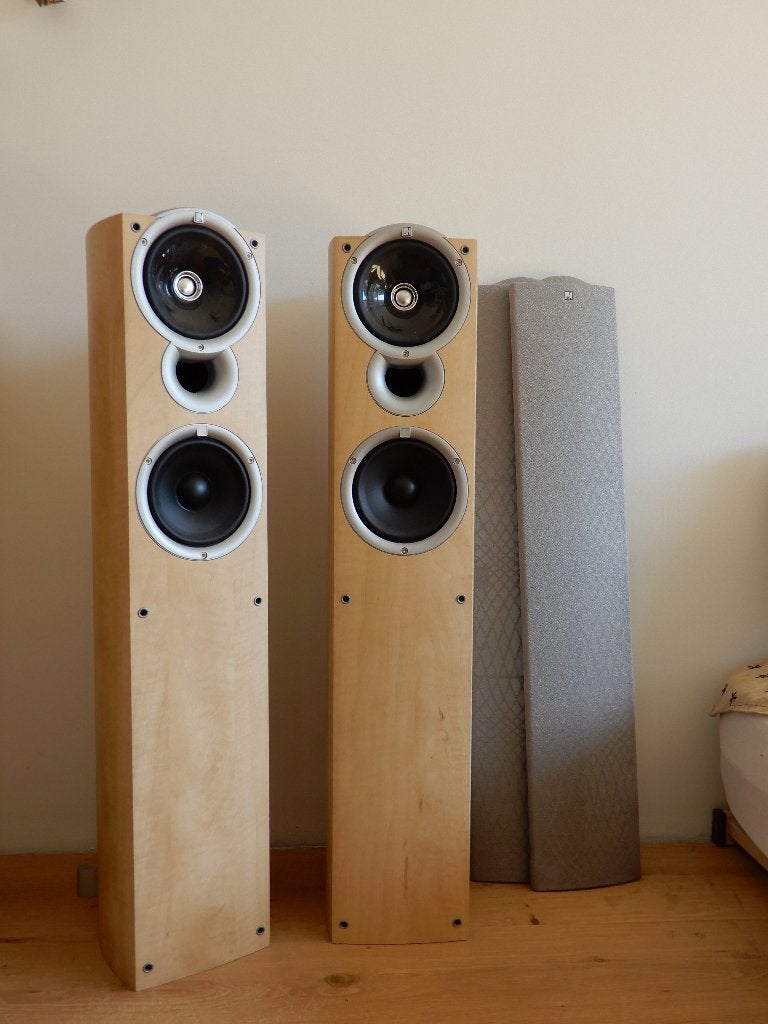 KEF Q4 3-wegs basreflex uni-Q maple luidsprekers, Vloerstaande luidspreker, KEF, Ophalen, 150 watt of meer