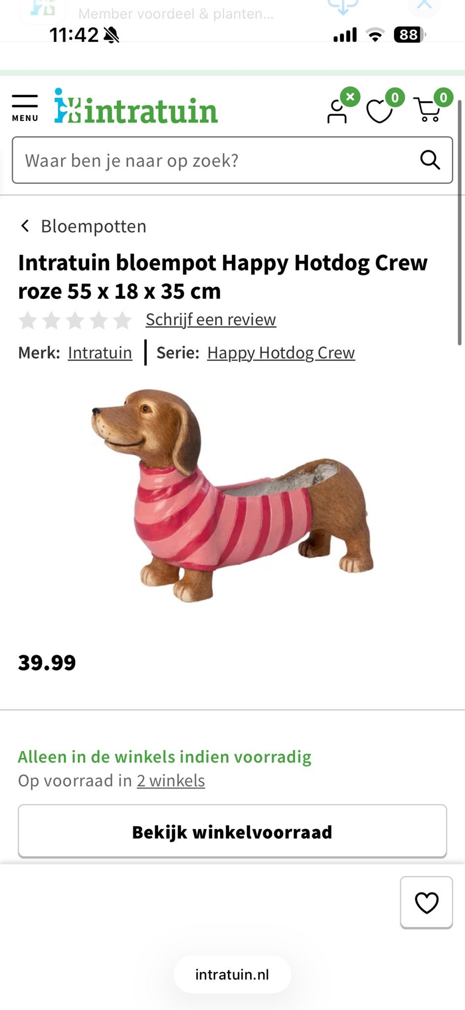 Gezocht! Intratuin bloempot Happy Hotdog roze, Overige materialen, Ophalen of Verzenden, Overige vormen, Binnen