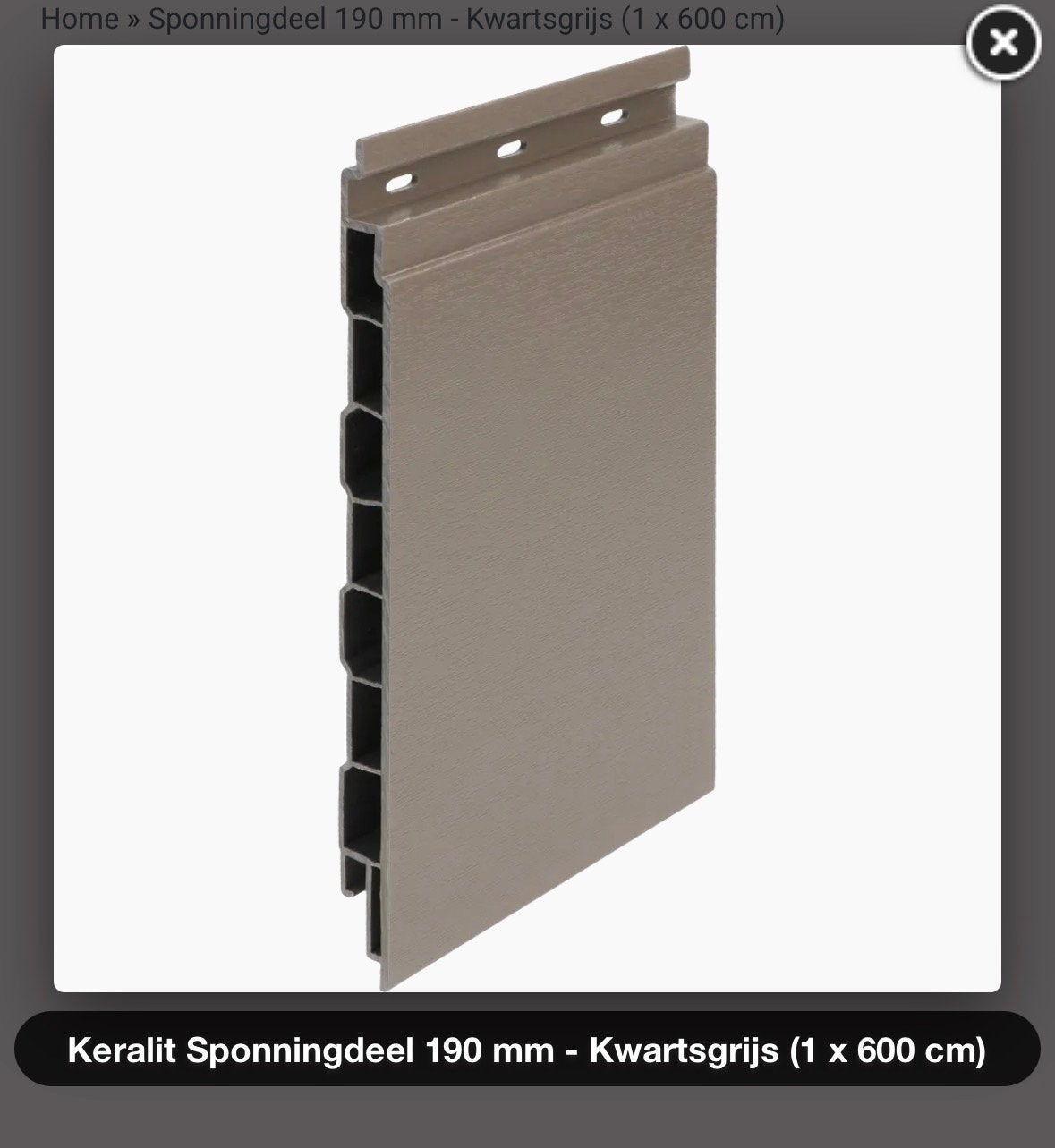 28 stuks Keralit Sponningdeel 190 mm kwartsgrijs 6000 mm, Minder dan 25 mm, Overige typen, Nieuw, Ophalen of Verzenden
