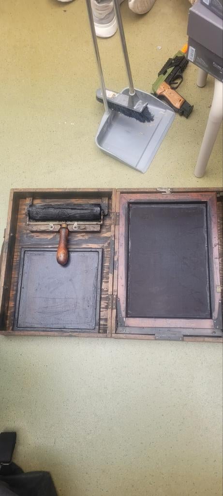 Vintage Drukpers in Houten Kist - Compleet met Roller, Ophalen of Verzenden