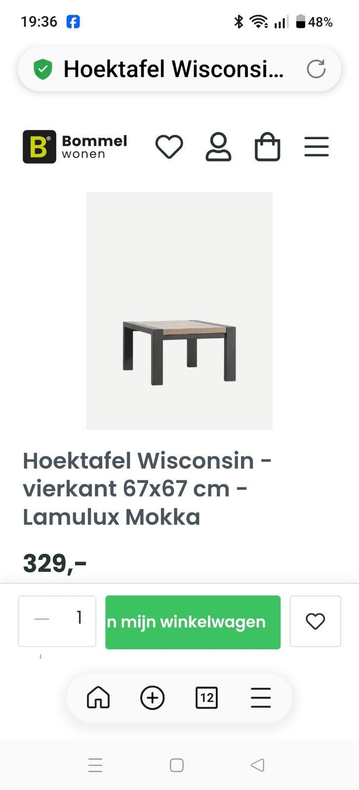 Mooie Hoektafel Wisconsin - Zo goed als nieuw, Ophalen, 50 tot 100 cm, Vierkant, 50 tot 100 cm