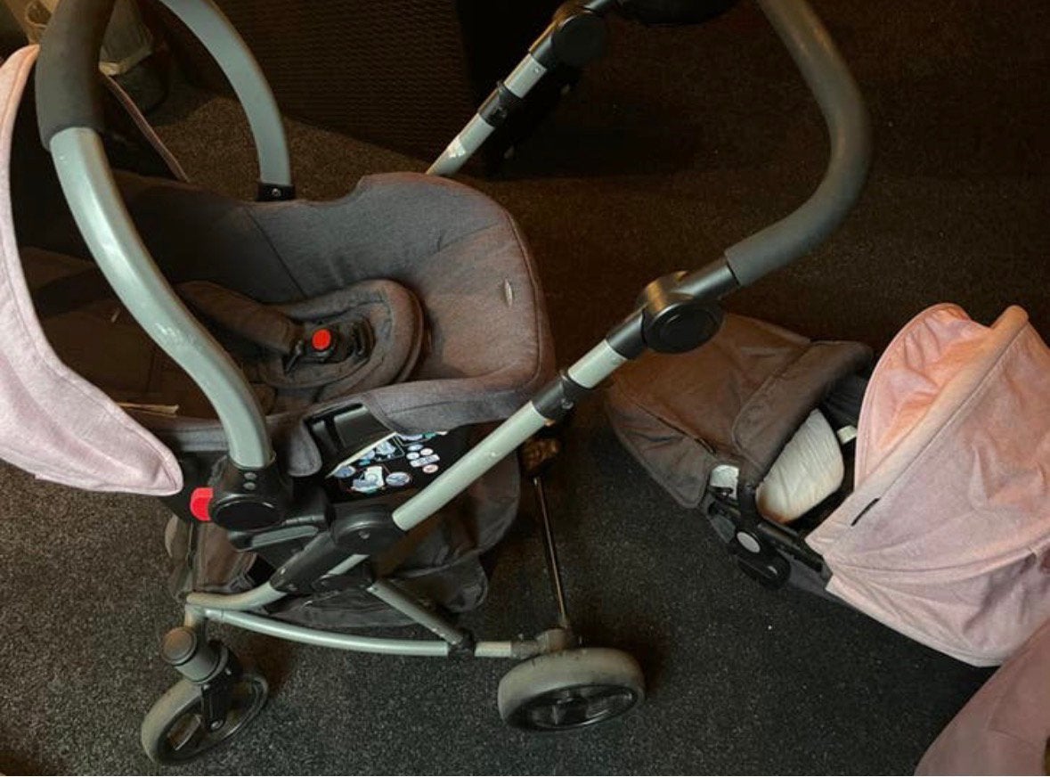 X-adventure Complete Kinderwagen Set Antraciet/Oud Roze, Overige merken, Gebruikt, Ophalen of Verzenden, Combiwagen