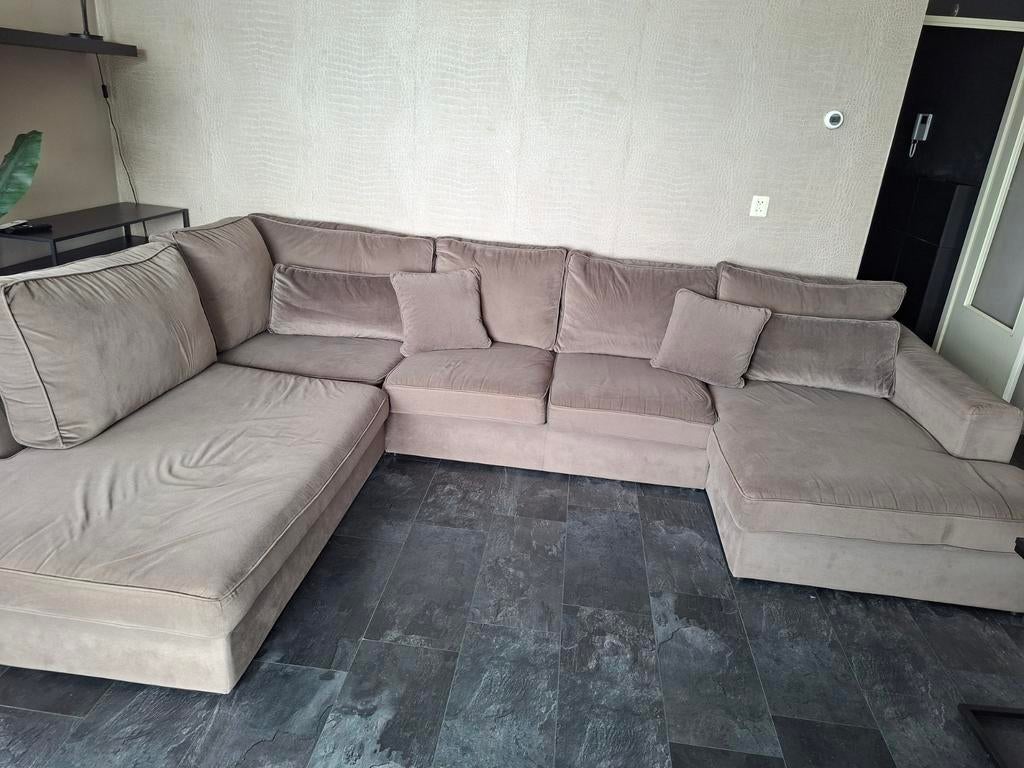 Taupe velvet U-bank, Ophalen, Gebruikt, Stof, Eric Kuster