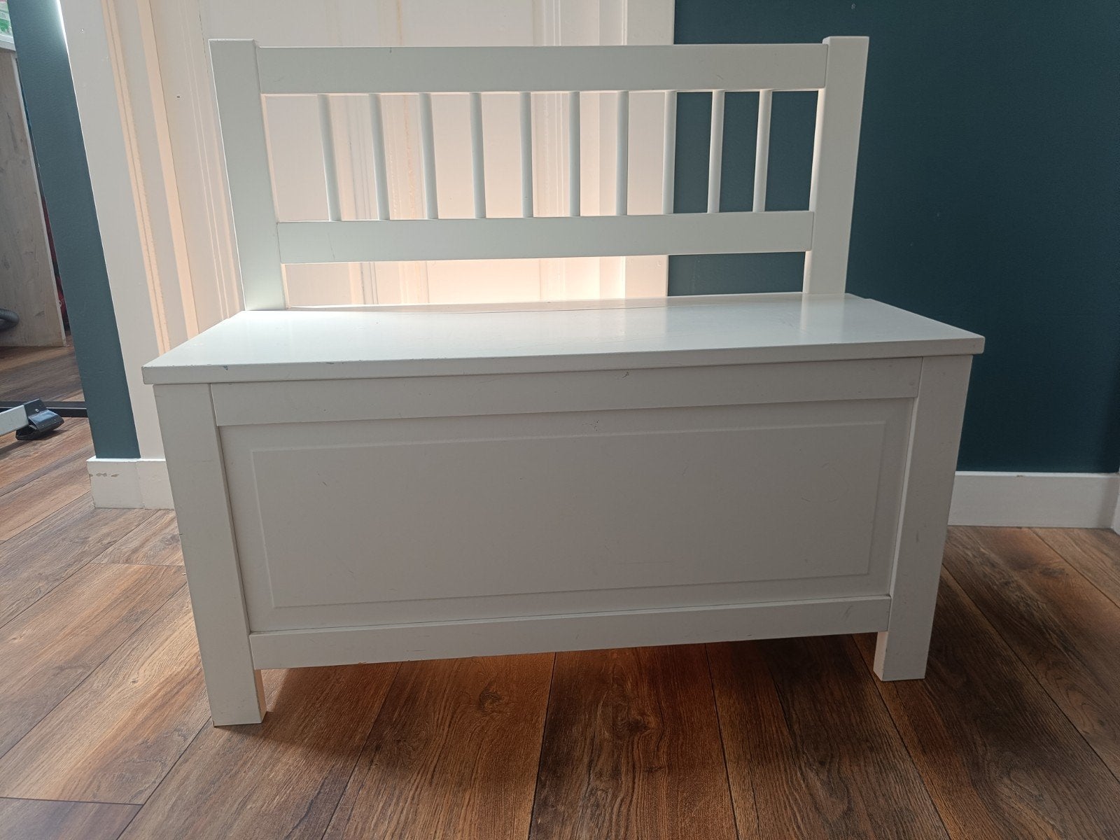 Witte Ikea houten bank met opbergruimte, Ophalen, Gebruikt, Wit, Hout