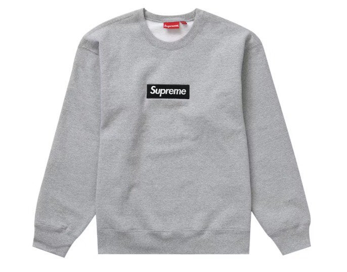 Supreme Box Logo Crewneck 2022 Licht Grijs Medium, Supreme, -, Maat 48/50 (M), -