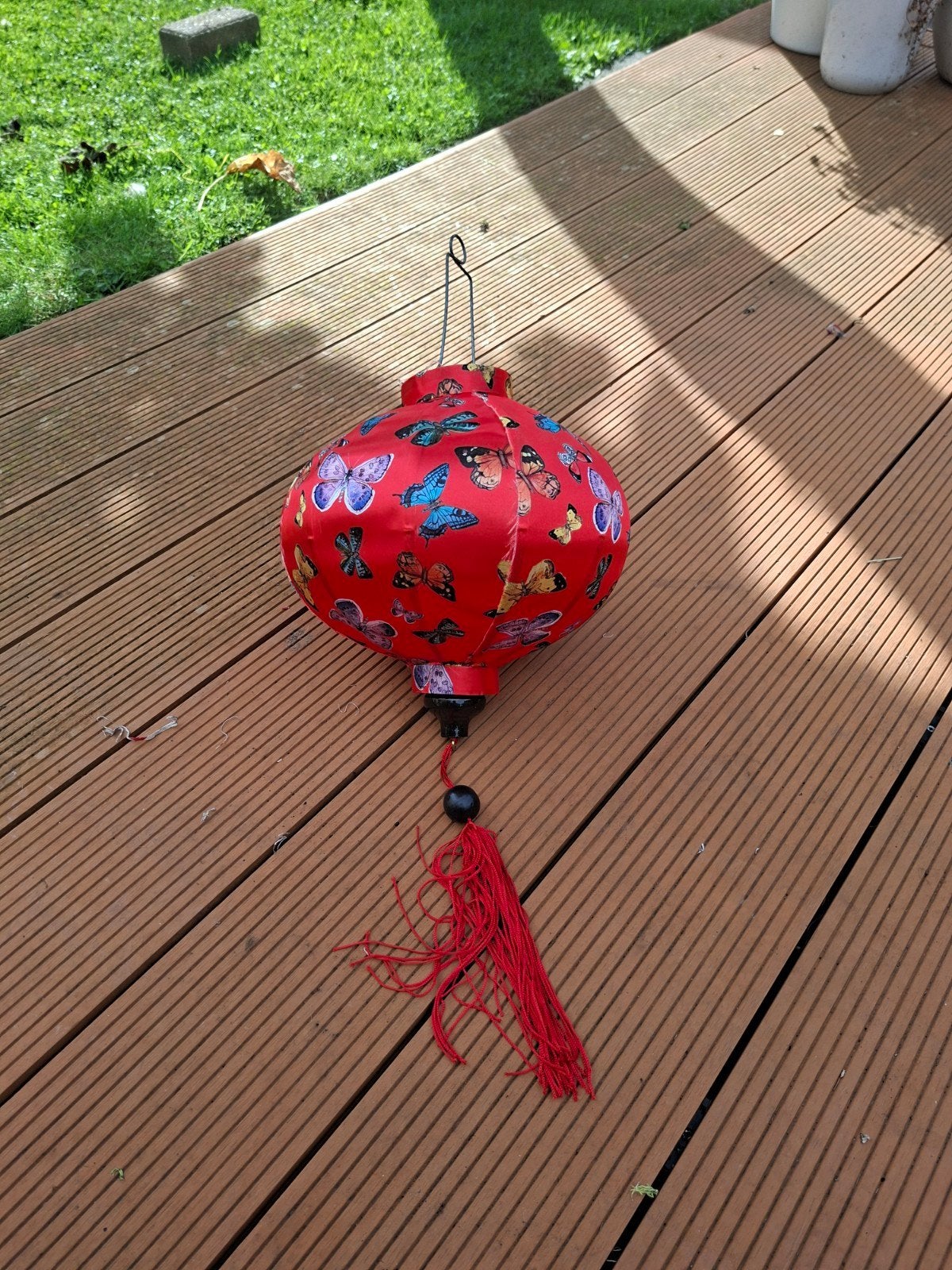 Rode Vietnam lampion met vlinders, Ophalen of Verzenden, Rood, Textiel, Oosters