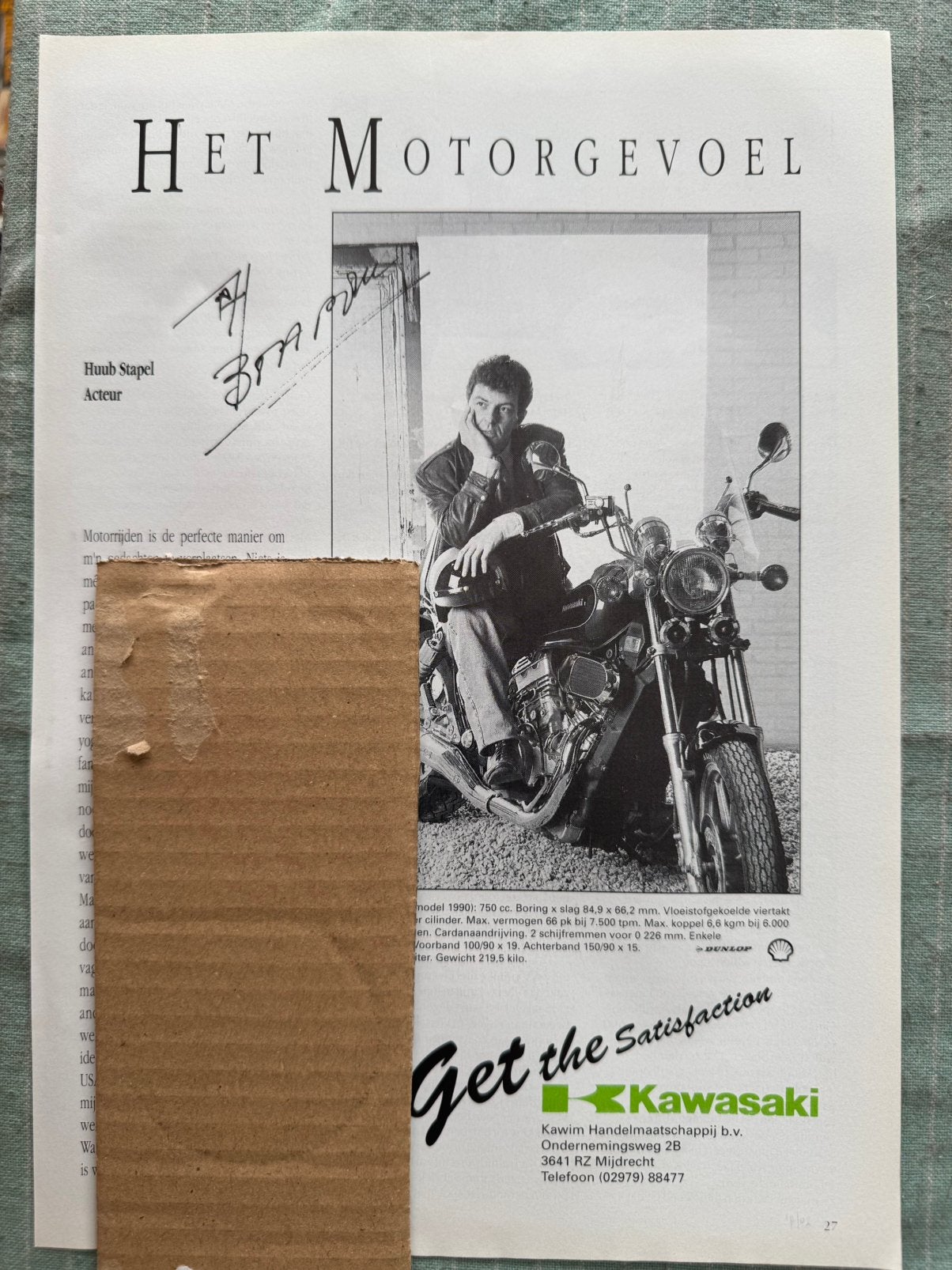 Knipsel 1991 Huib Stapel op Yamaha Vulcan 750, Verzamelen, Verzenden, 1980 tot heden, Nederland, Knipsel(s)