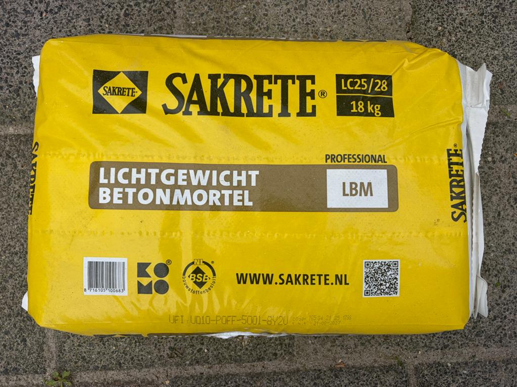 Zakje lichtgewicht betonmortel, Ophalen, Zo goed als nieuw, Bakstenen