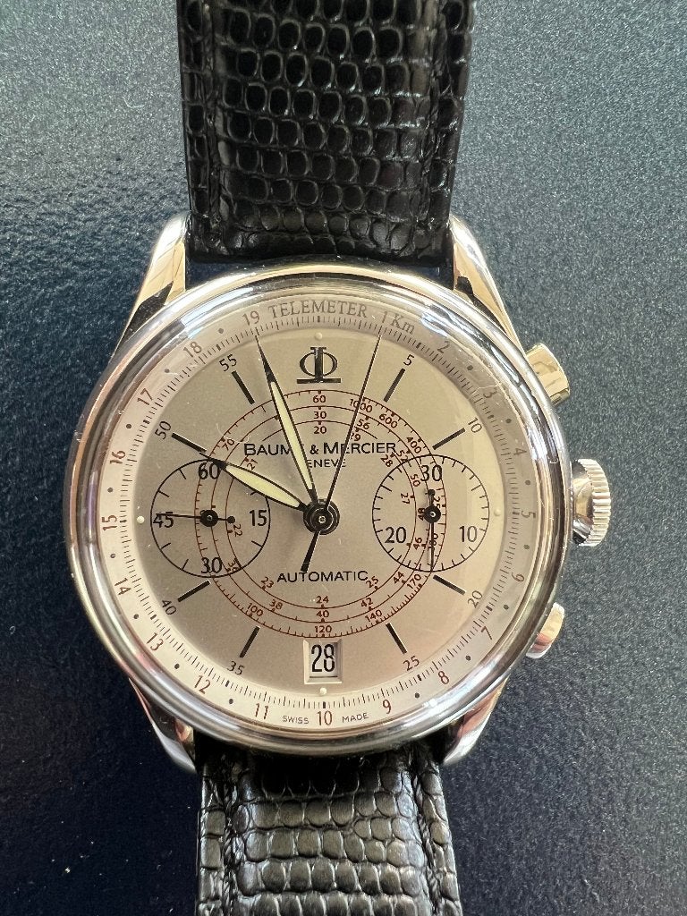 Baume & Mercier Geneve 65542  Automaat Chrono  41mm, Overige merken, Leer, Staal, Polshorloge