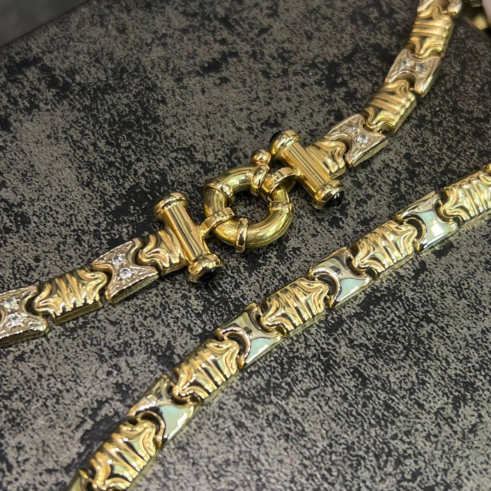 Foto 14 van Prachtige 14k gouden bulgari set ketting armband en ring