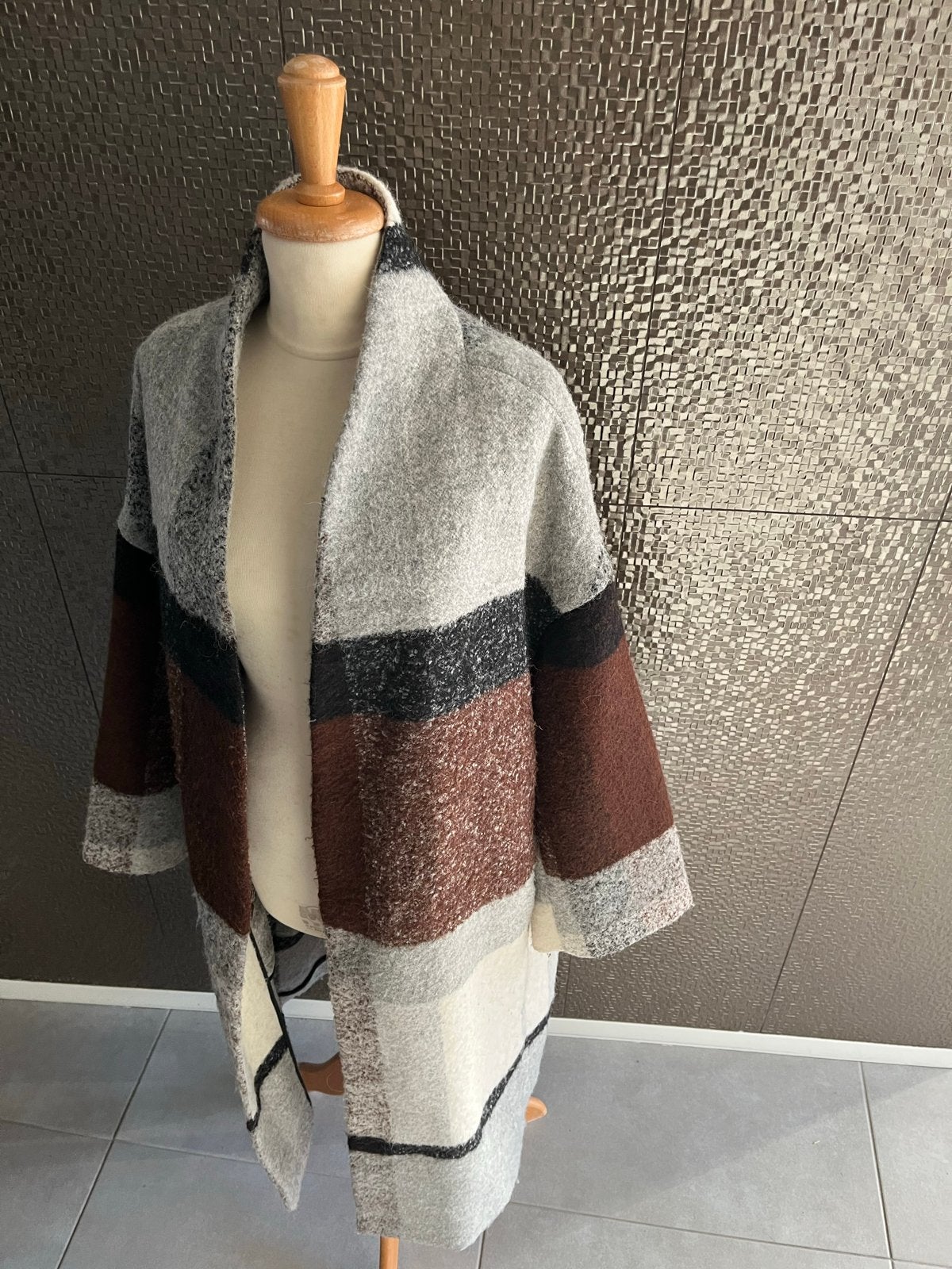 Drykorn Bauprey geruite wollen jas/vest - One Size, Ophalen of Verzenden, Zo goed als nieuw, Maat 42/44 (L), Grijs
