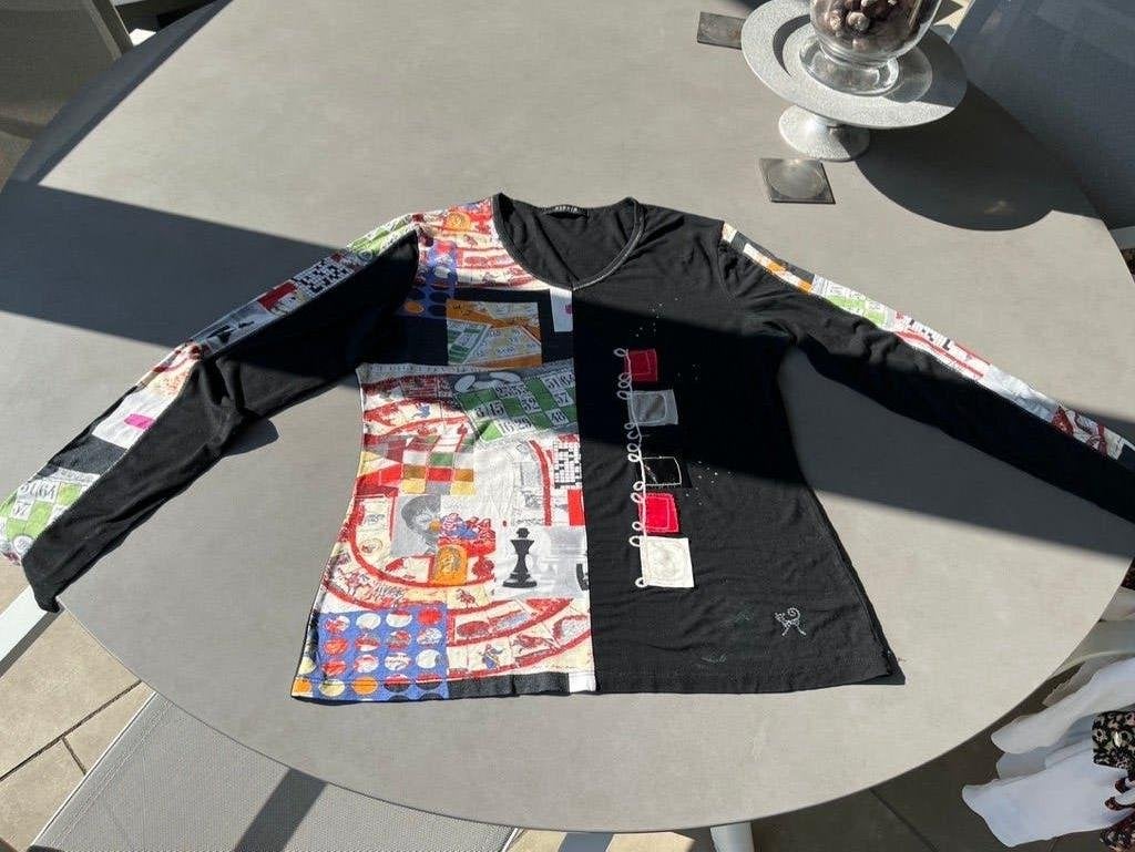 Zwarte Viccio Barcelona Casino top, maat L, Zwart, Maat 42/44 (L), Lange mouw, Gedragen