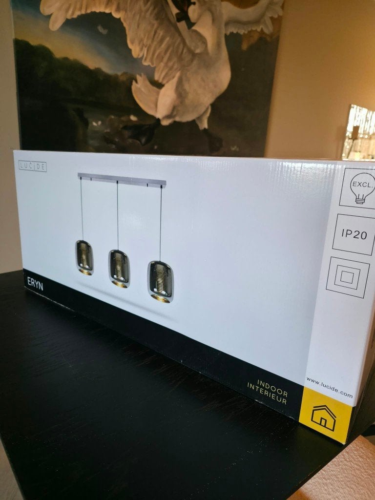 Foto 3 van Nieuw in doos: Lucide Eryn 3-Lichts Hanglamp (Chroom / Glas)