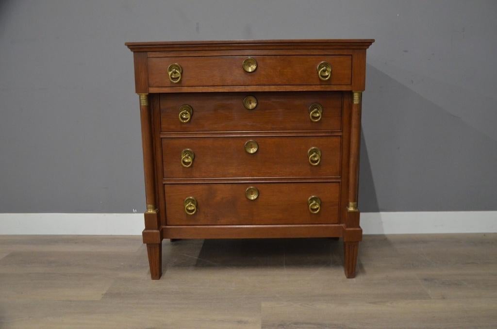 Eiken ladekastje met ringbeslag, Huis en Inrichting, Kasten | Ladekasten, Eikenhout, 3 of 4 laden, Minder dan 100 cm, 25 tot 50 cm
