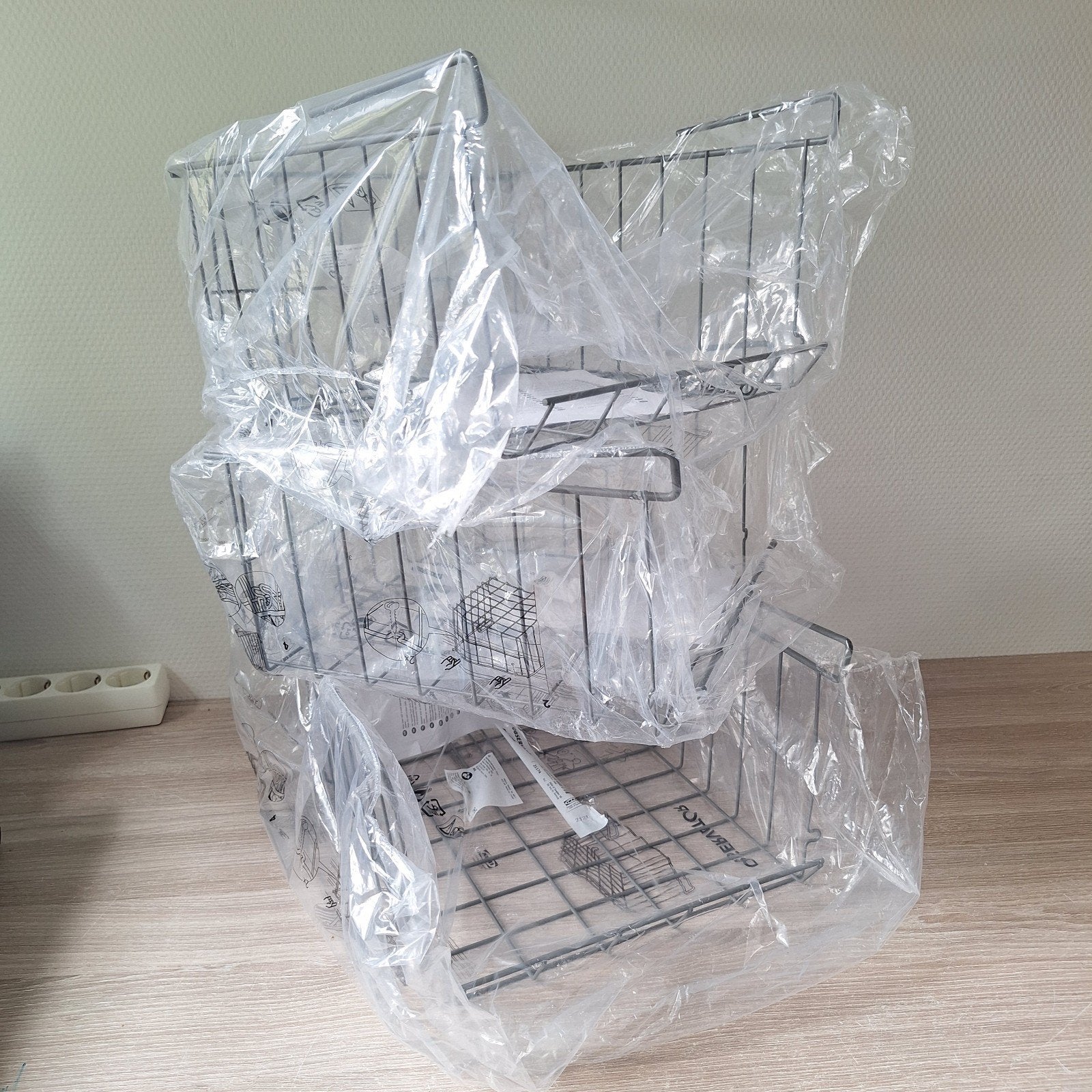 3 stuks nieuwe Ikea Observatör grijs bruine hangmanden, Mand, Vierkant, Nieuw, Ophalen of Verzenden
