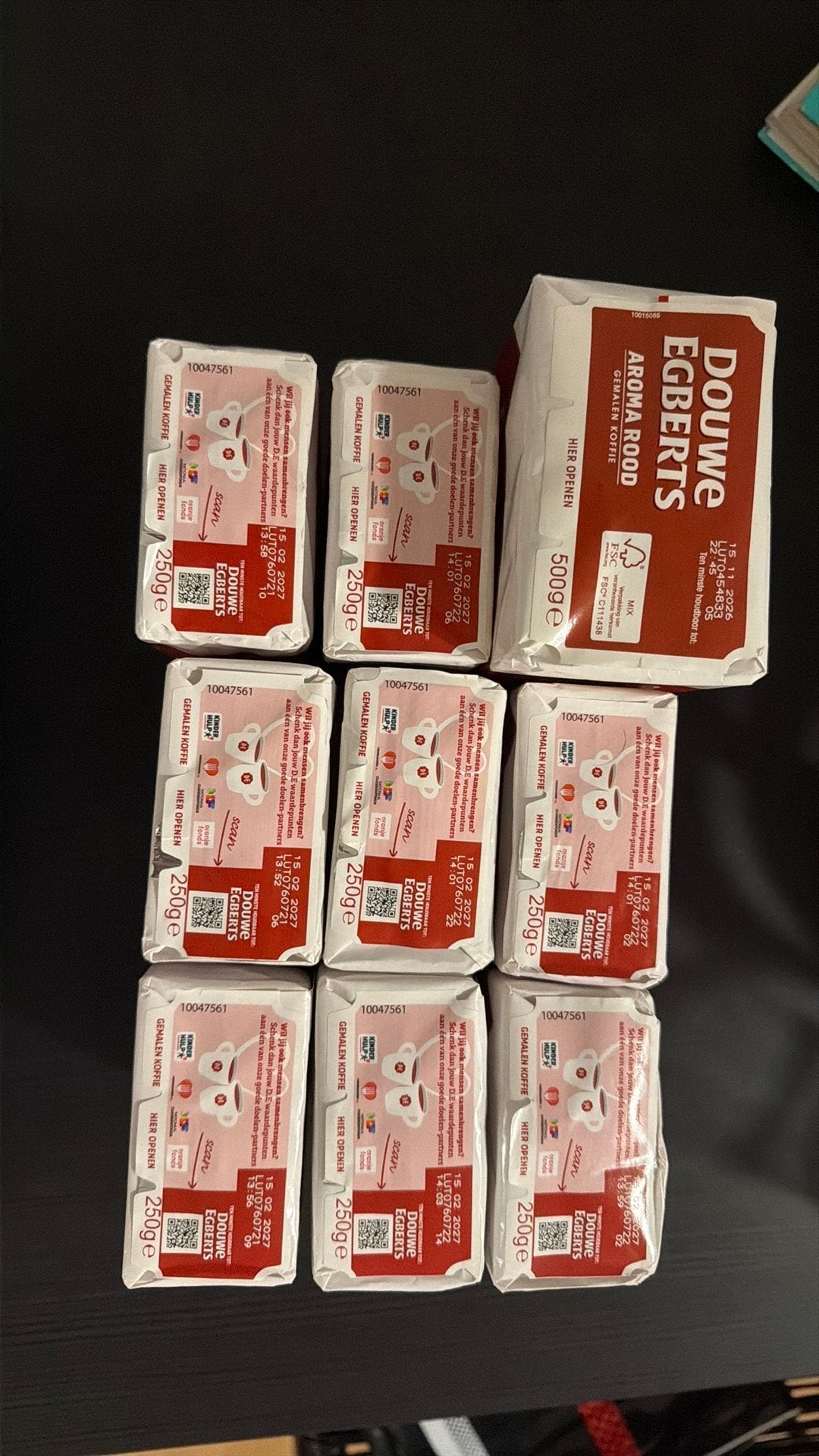 Douwe Egberts koffie, 8 stuks 250g en 1 stuk 500g., 10 kopjes of meer, Ophalen of Verzenden, Koffiemachine
