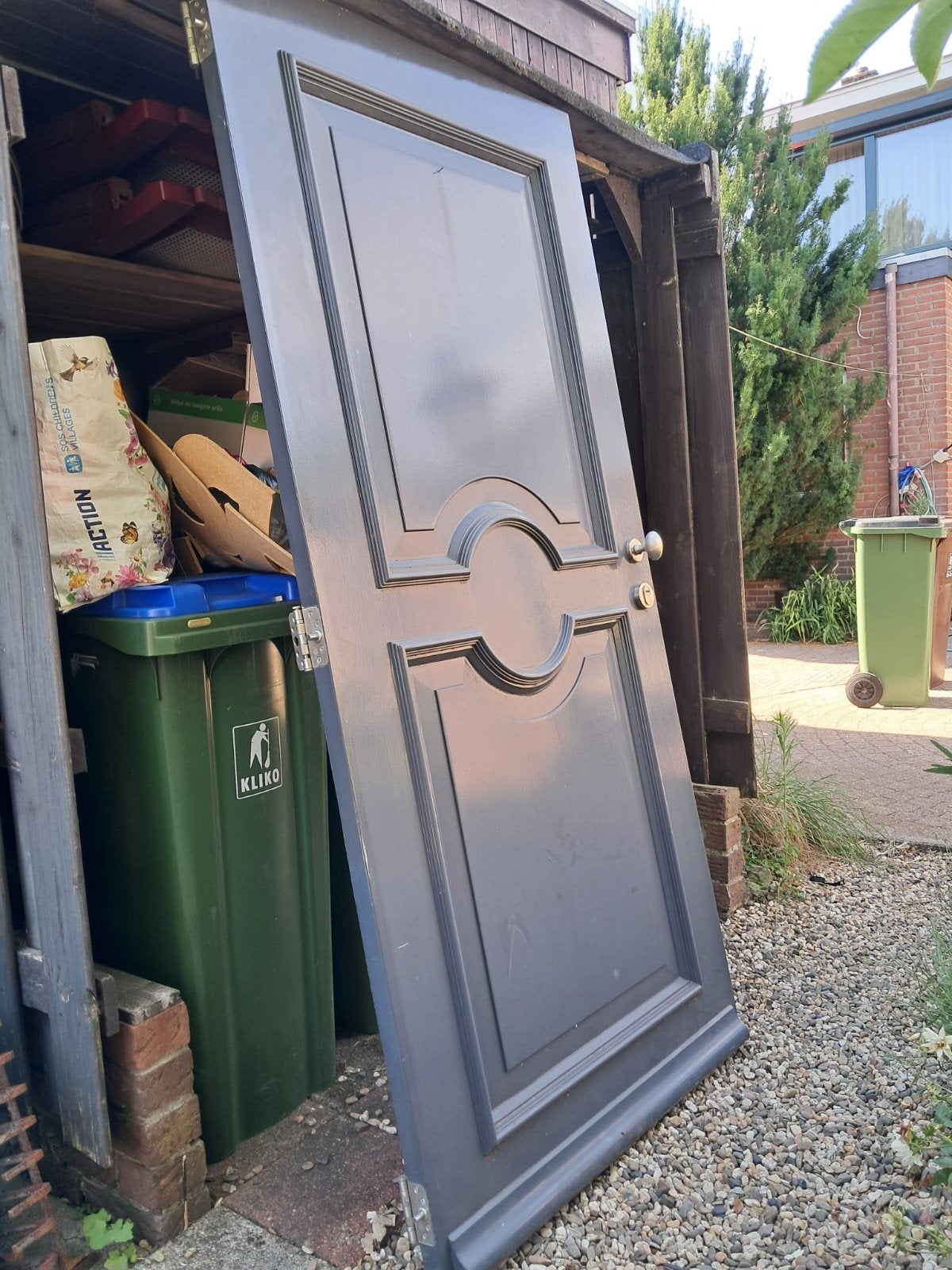 Mooie hardhouten zware voordeur 3 punt slot 200x93, Ophalen, 80 tot 100 cm, ., Buitendeur