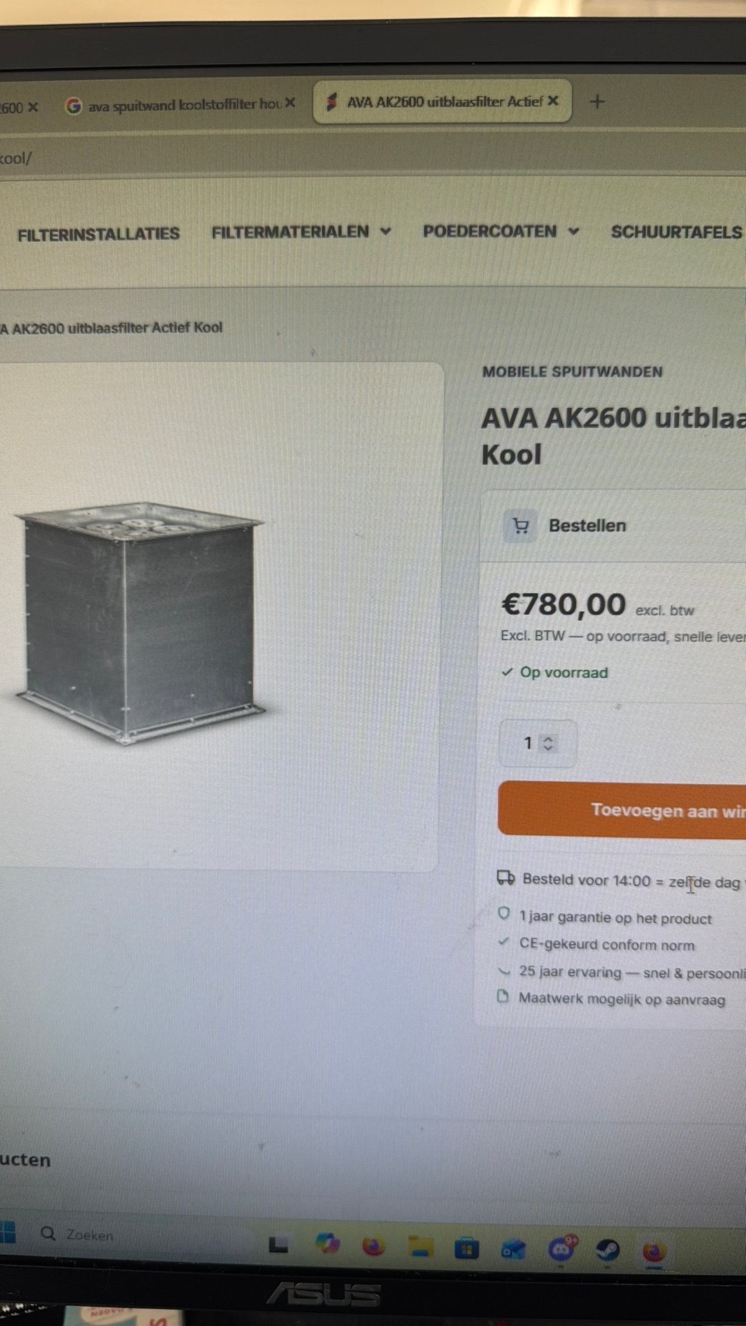 Ava ak2600 uitblaasfilter actief kool mobile spuitwand, Ophalen, Almelo, Zo goed als nieuw, Ava