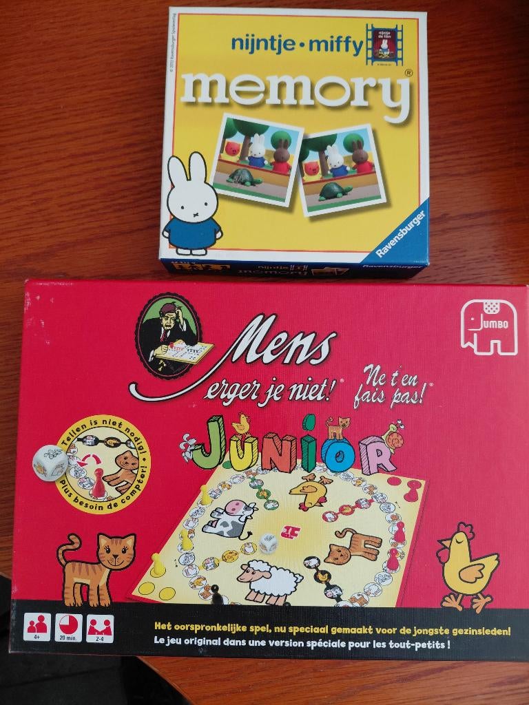 Mens erger je niet en Nijntje memory, Drie of vier spelers, Ophalen, Zo goed als nieuw, Jumbo