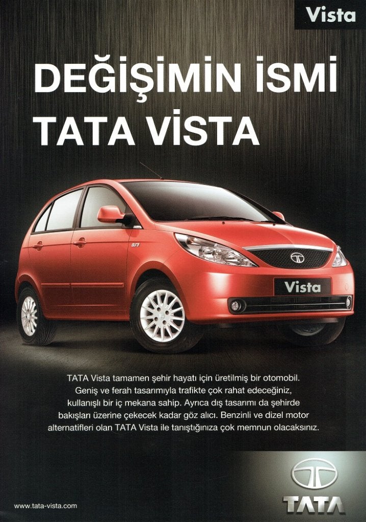 Folder Tata Vista (uit Turkije - ca.2012), Verzenden, Gelezen, Overige merken