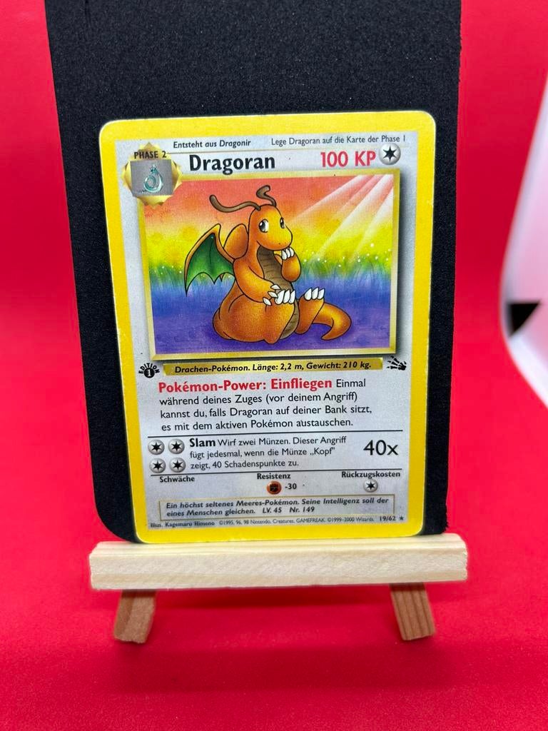 Dragonite 1st Edition Fossil  Duits Vintage WOTC, Ophalen of Verzenden, Zo goed als nieuw