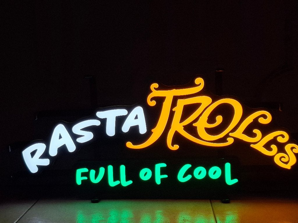 Lichtreclame Rasta Trolls bier, Verzamelen, Merken en Reclamevoorwerpen, Ophalen of Verzenden, Nieuw, Lichtbak of (neon) lamp