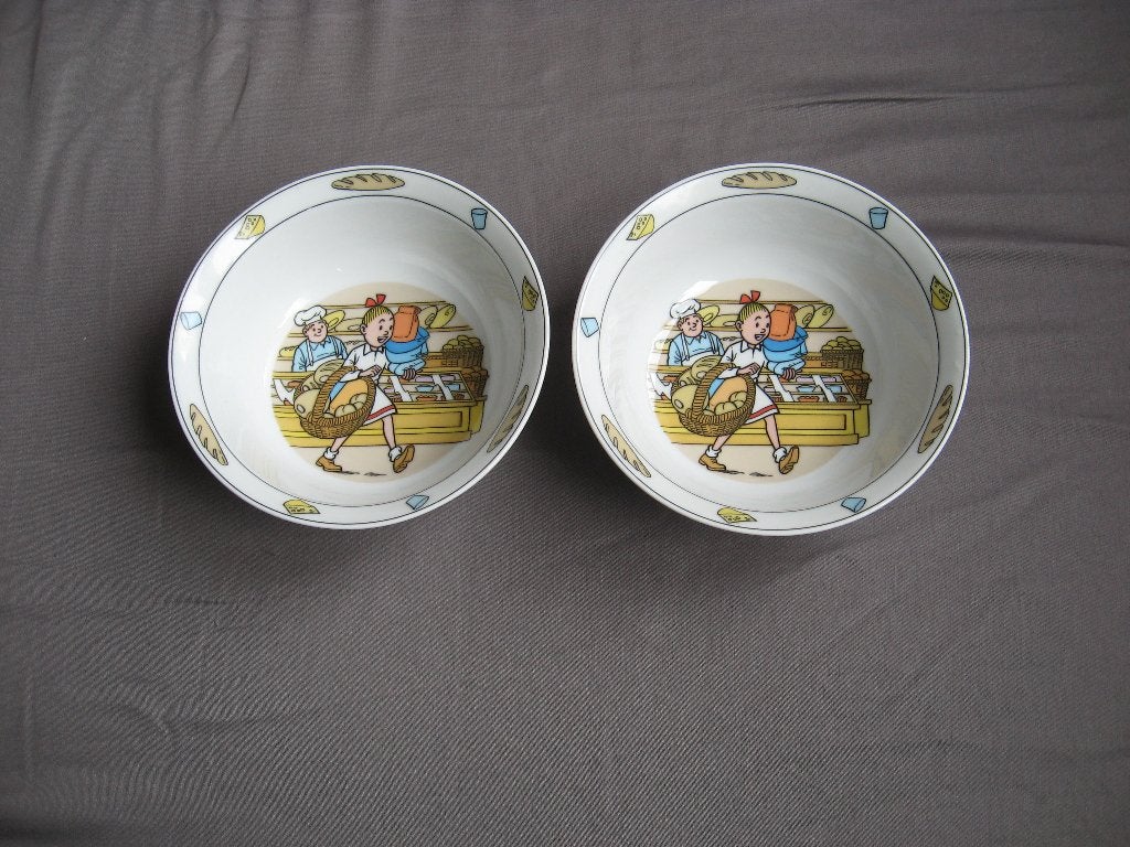 Suske & Wiske ontbijtbordje+2x dessert kom+2x glas (2000) +2, Verzamelen, Ophalen of Verzenden, Suske en Wiske, Zo goed als nieuw