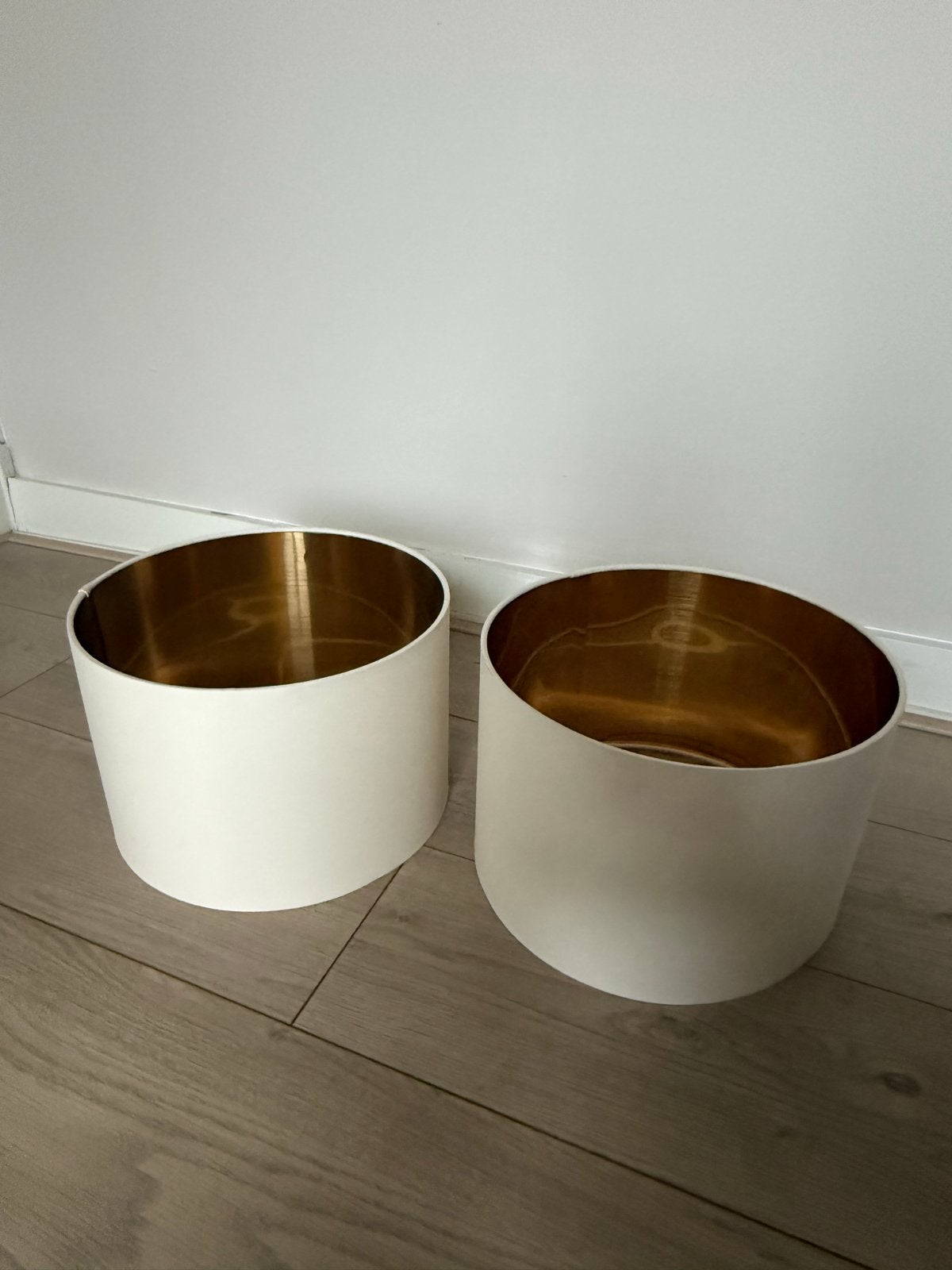 Set van 2 creme lampenkappen Zara home met gouden binnenkant, Huis en Inrichting, Overige typen, Wit, Rond, Ophalen of Verzenden