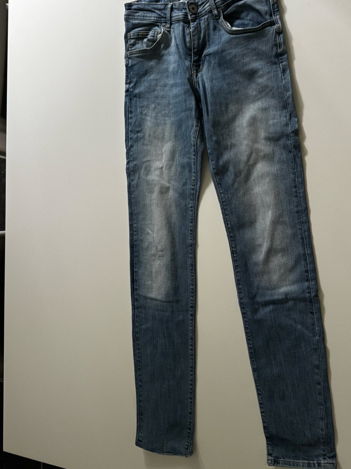 Lichtere blauwe wassing jeans petrol slim fit 28-34, Ophalen of Verzenden, Gedragen, Blauw, W32 (confectie 46) of kleiner