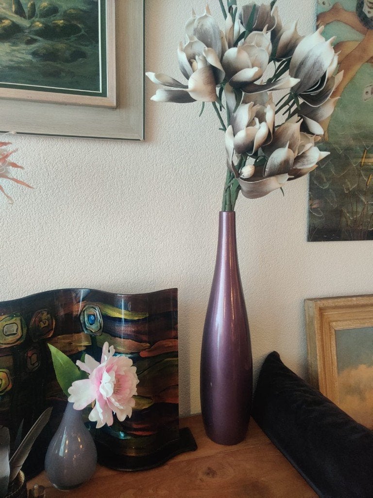 Chique paarse designvaas – 50 cm hoog, Huis en Inrichting, Woonaccessoires | Vazen, Ophalen