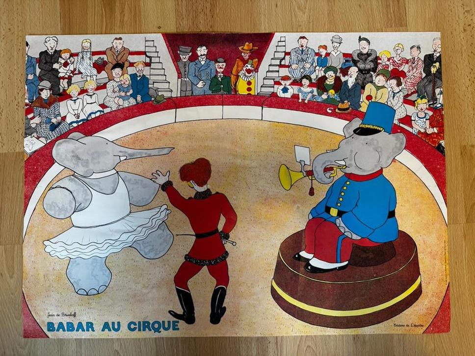 Poster babar au cirque by Jean de Brunhoff, Ophalen of Verzenden
