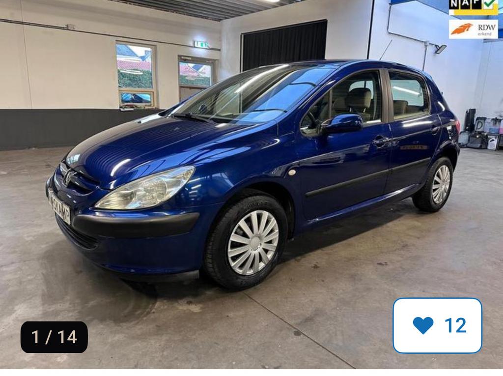 Peugeot 307 1.6 automaat 2004 Blauw, Auto's, 4 cilinders, Blauw, 1204 kg, Origineel Nederlands