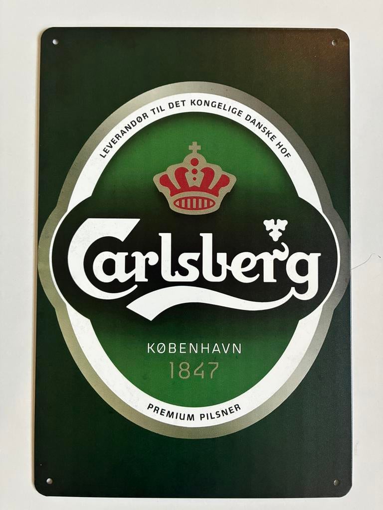 calsberg Metalen wandbord 20 x 30 cm - Vintage mancave retro, Verzenden, Nieuw, Reclamebord, Plaat of Schild, Overige merken