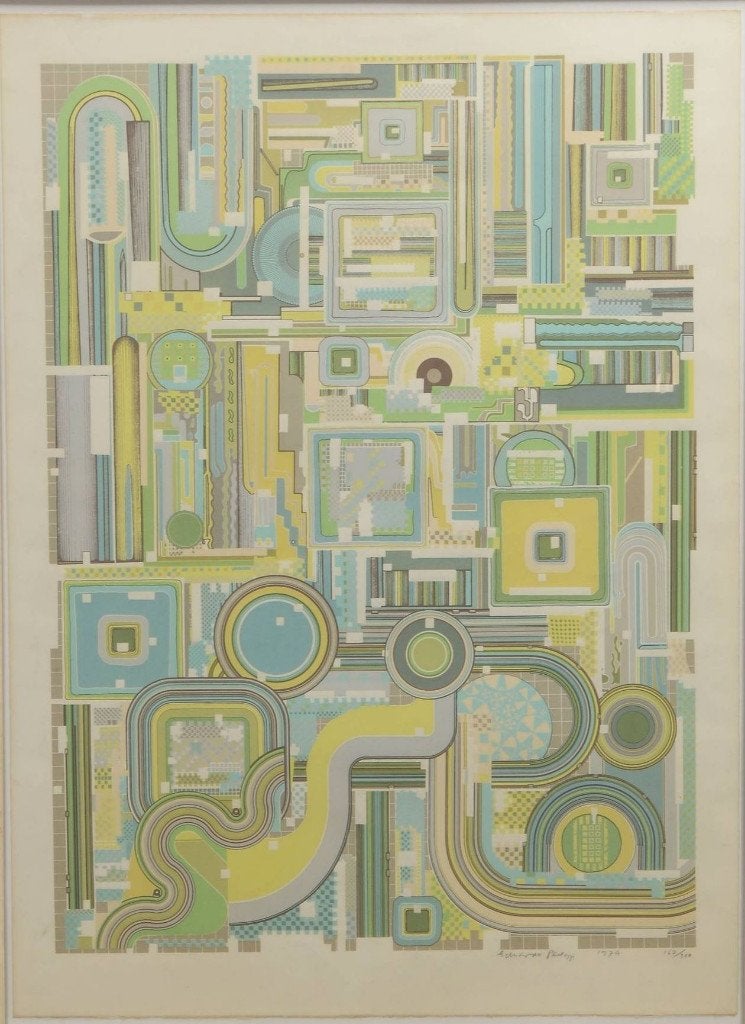 Eduardo L Paolozzi(1924)Zeefdruk "Abstr Compositie "Ges Gen, Antiek en Kunst, Kunst | Litho's en Zeefdrukken, Zeefdruk, Gelimiteerde oplage
