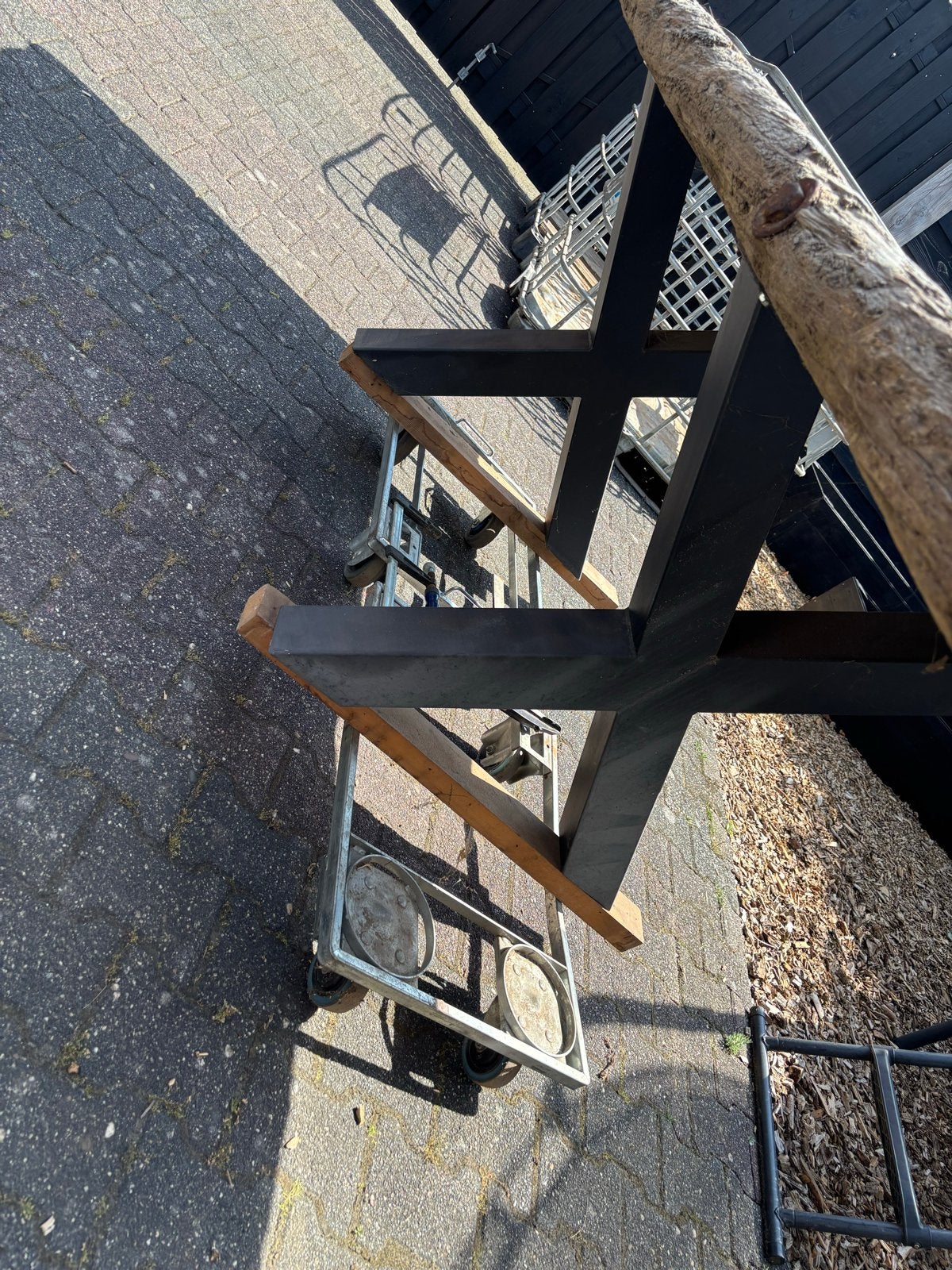 Robuuste houten tafelblad - 124,5x98x82,5 cm, Ophalen, Gebruikt, 100 tot 150 cm, 50 tot 100 cm