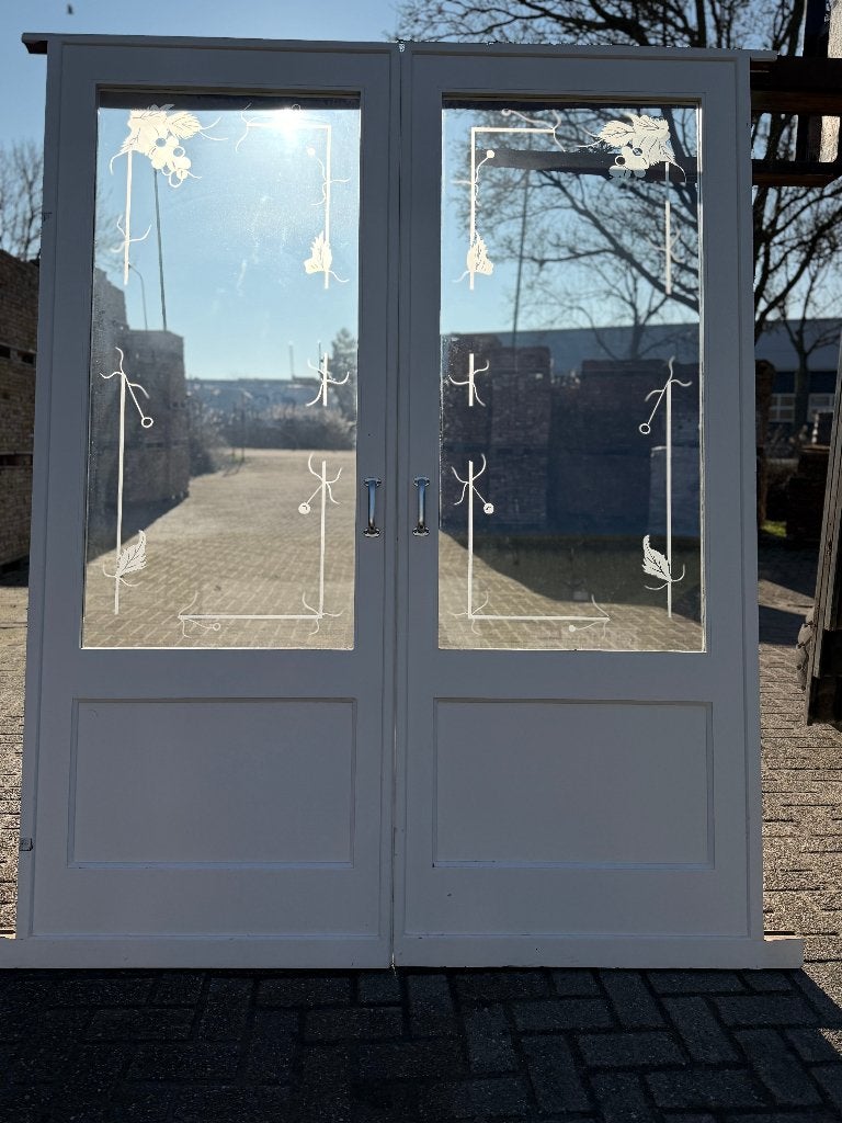 Set schuif / en-suite deuren met geëtst glas 212x163cm.