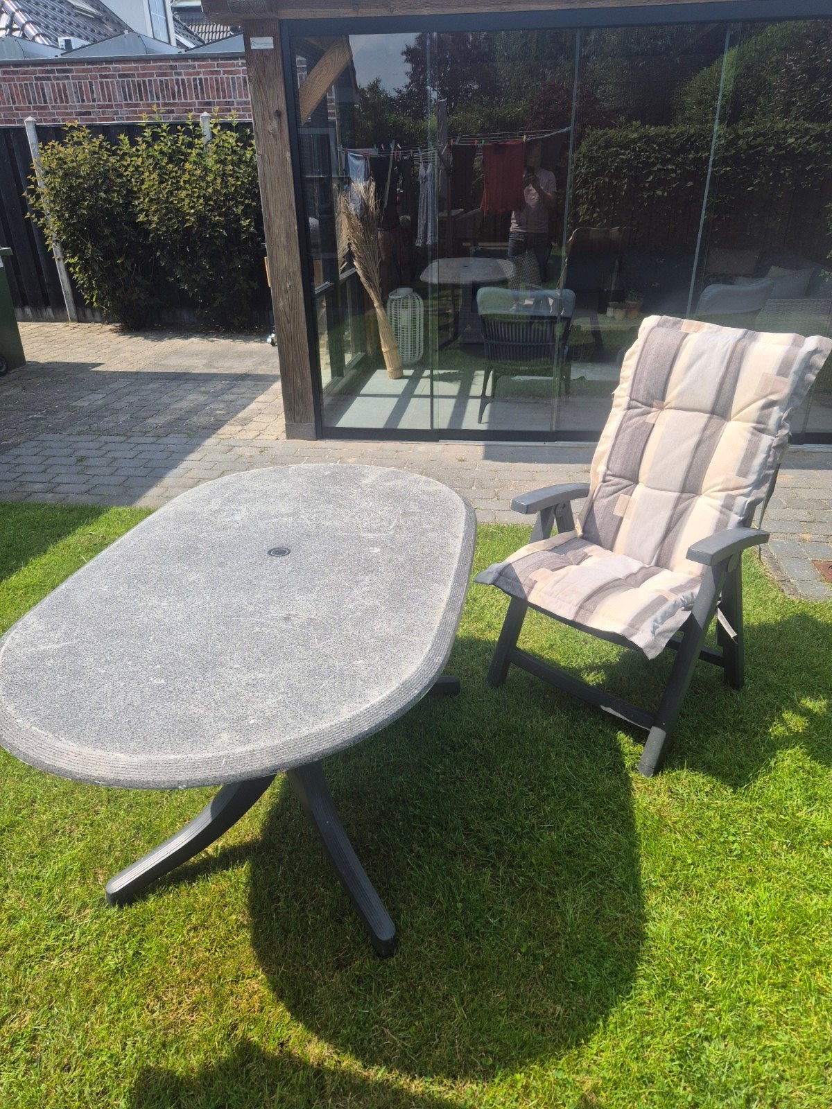 Hartman tuinset met 4 stoelen en kussens, Tuin en Terras, Ophalen, 4 zitplaatsen, Gebruikt, Tuinset