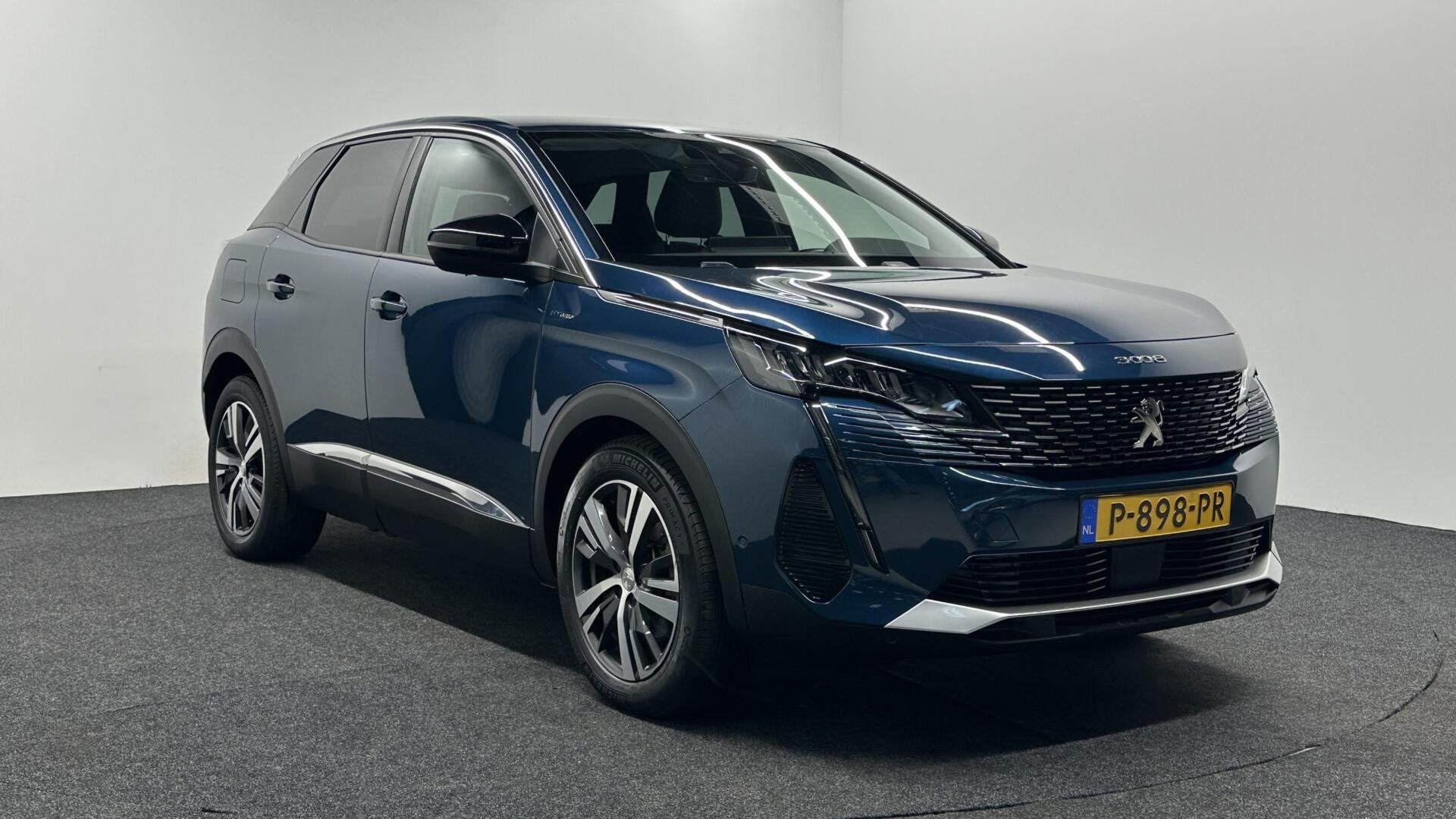Peugeot 3008 1.6 HYbrid 225 Allure Pack Business CARPLAY NAV, Euro 6, Met garantie (alle), Blauw, Leder en Stof