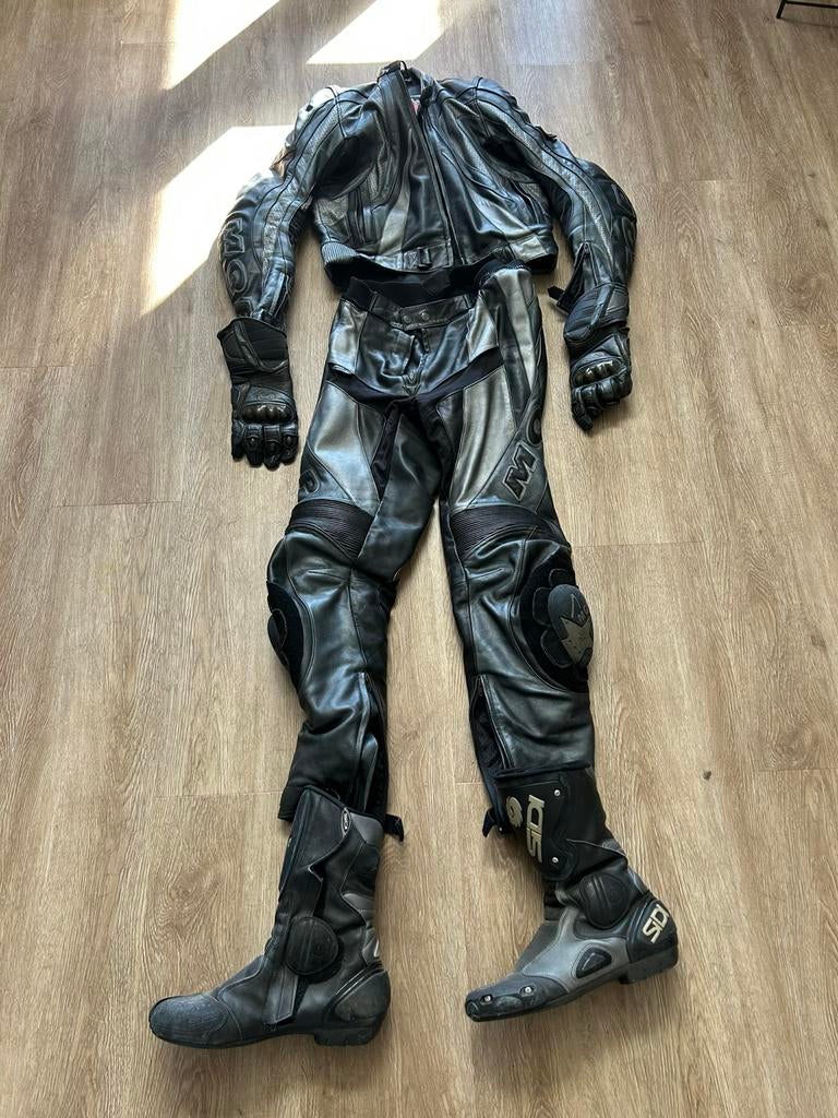 MQP leren motorpak met Sidi laarzen en handschoenen, Motoren, Ophalen, Tweedehands, Heren, Combipak